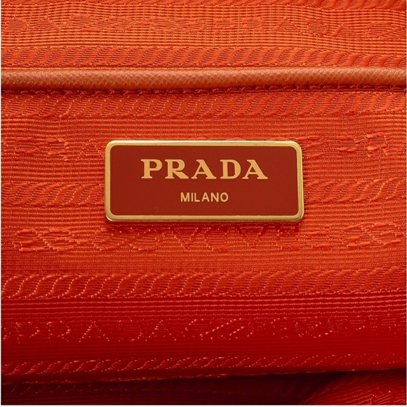 PRADA Large Orange Gold Tote Bag Shoulder Bag - Picture 6 of 7